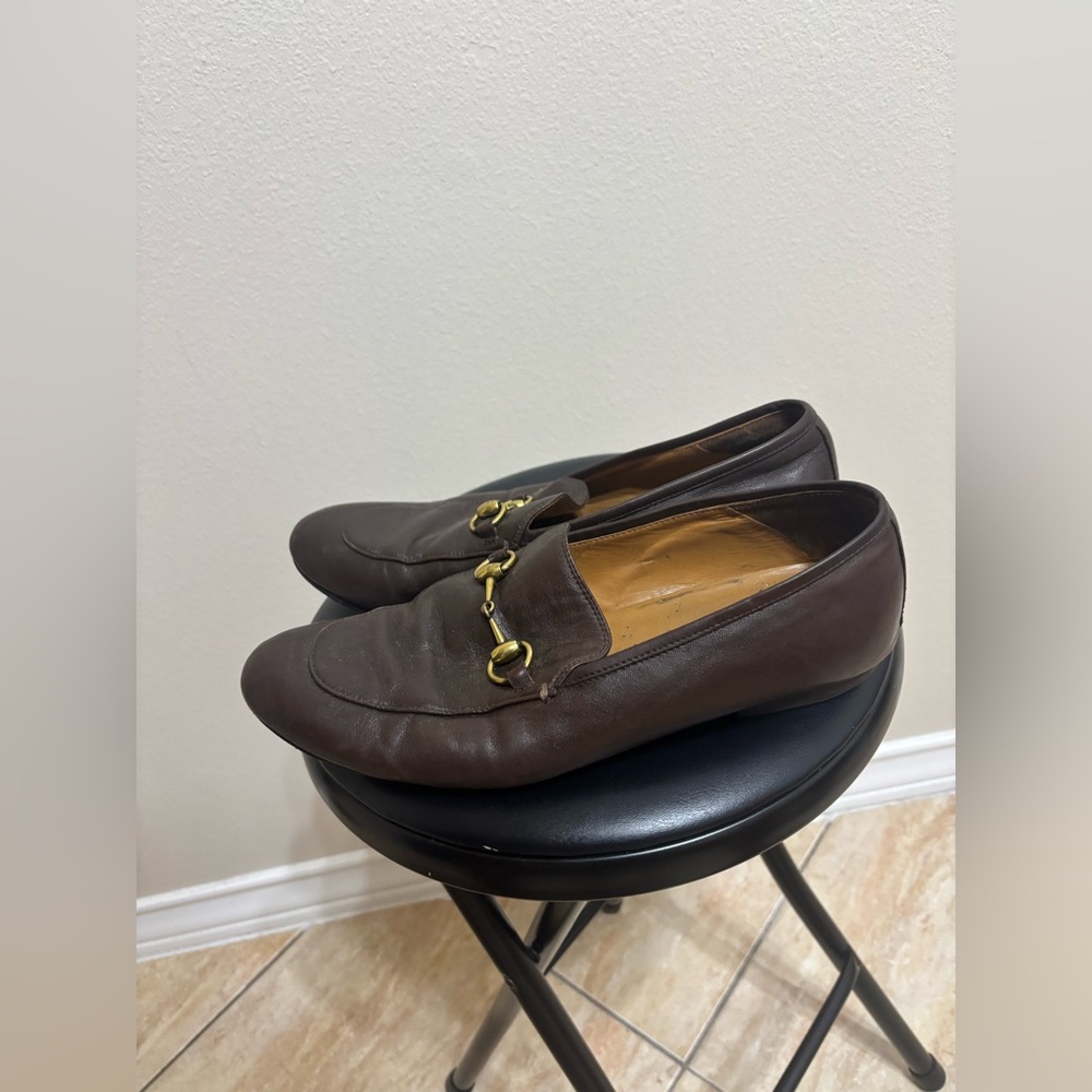 GUCCI Jordaan Horsebit Brown Leather Loafer 44 / 11 US Moccasin $1100 - Picture 13 of 16